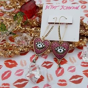 Betsey Johnson Heart Earrings. NWT